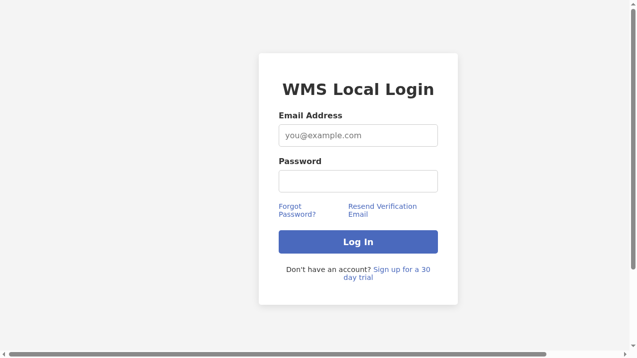The standard login interface
