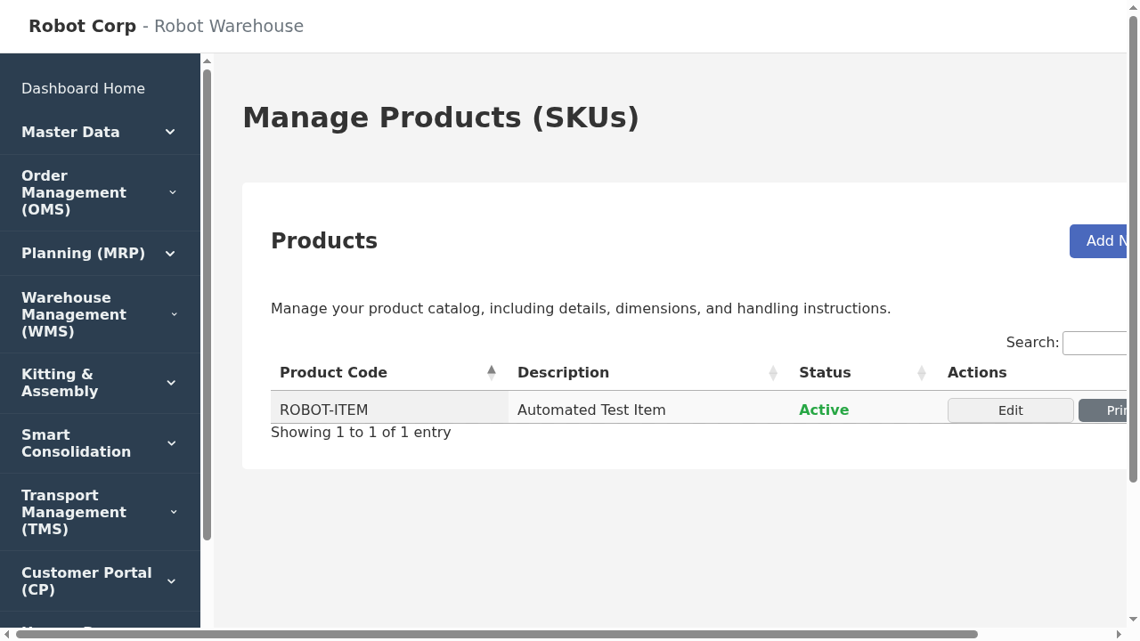Product Configuration Screen