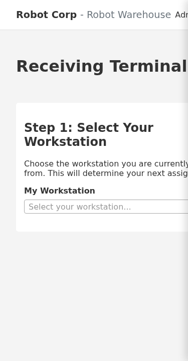 Mobile view of the Receiving Terminal